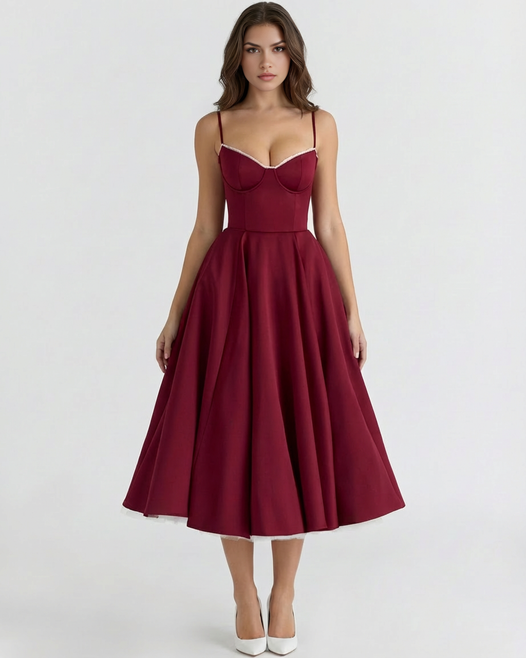 Selene Midi Dress in burgundy
