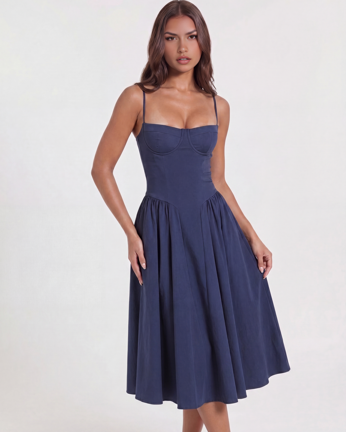 Francesca Midi Dress in navy