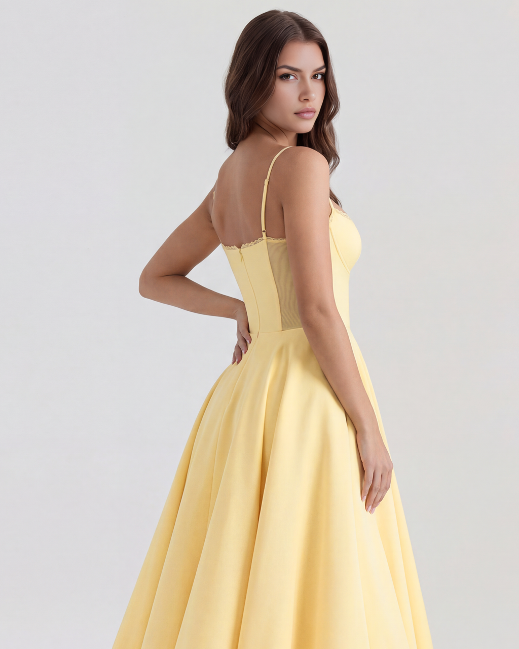 Selene Midi Dress in butter yellow