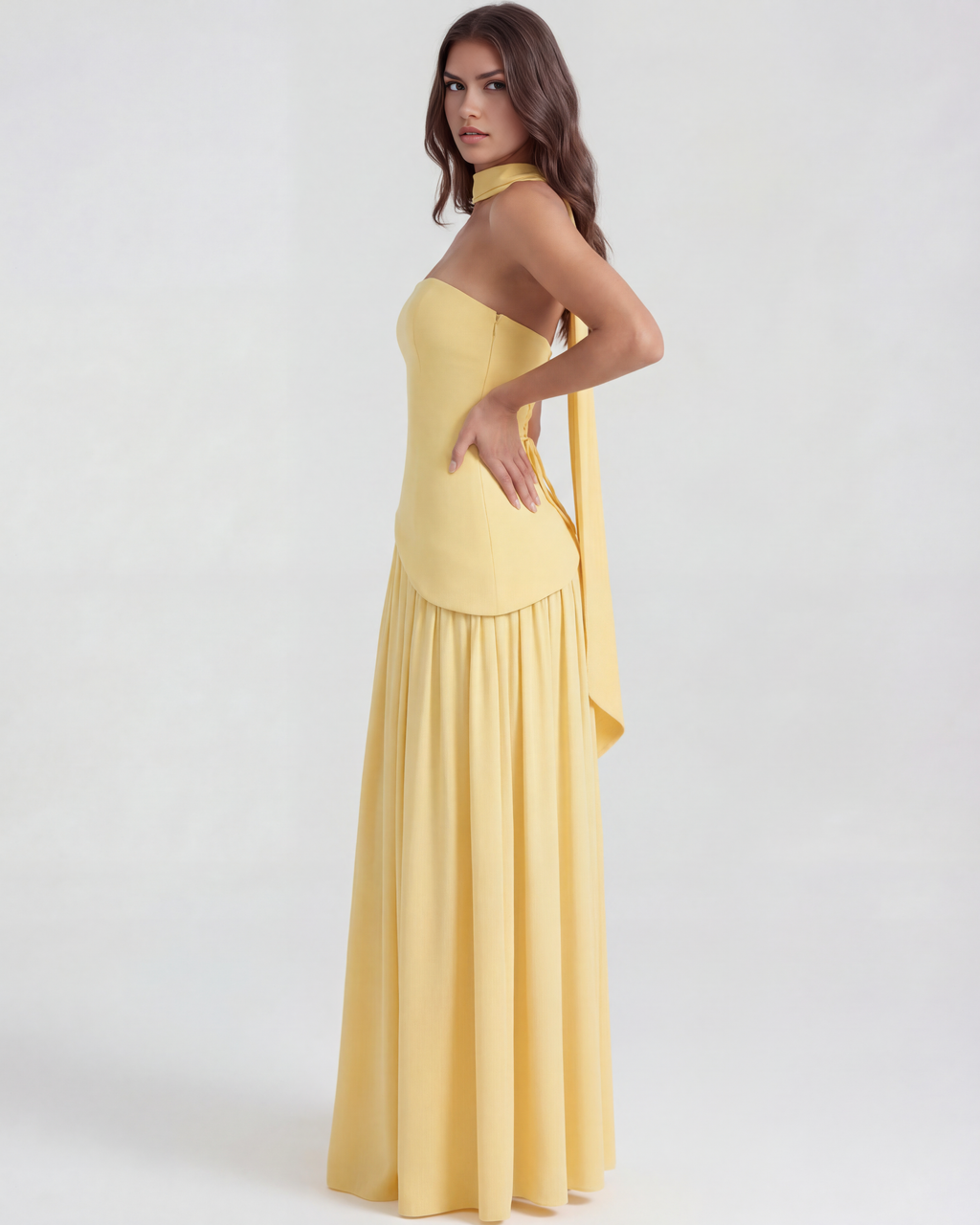 Serena Maxi Dress in butter yellow