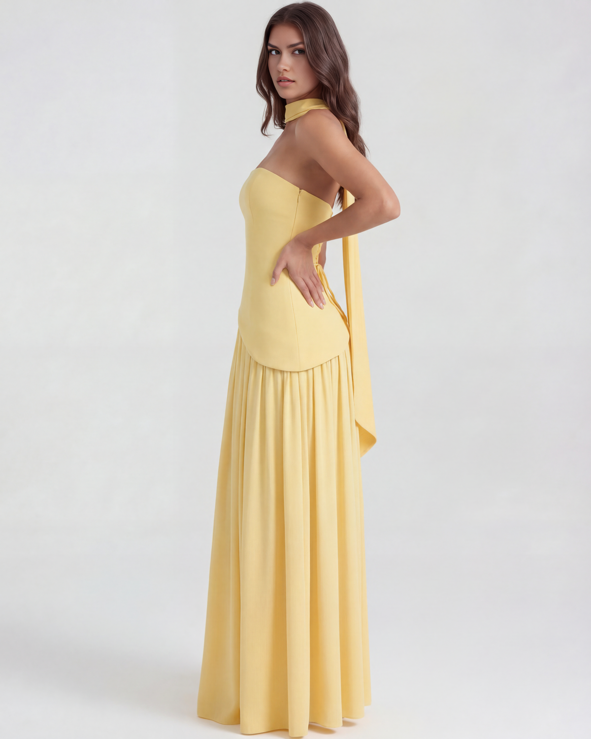 Serena Maxi Dress in butter yellow