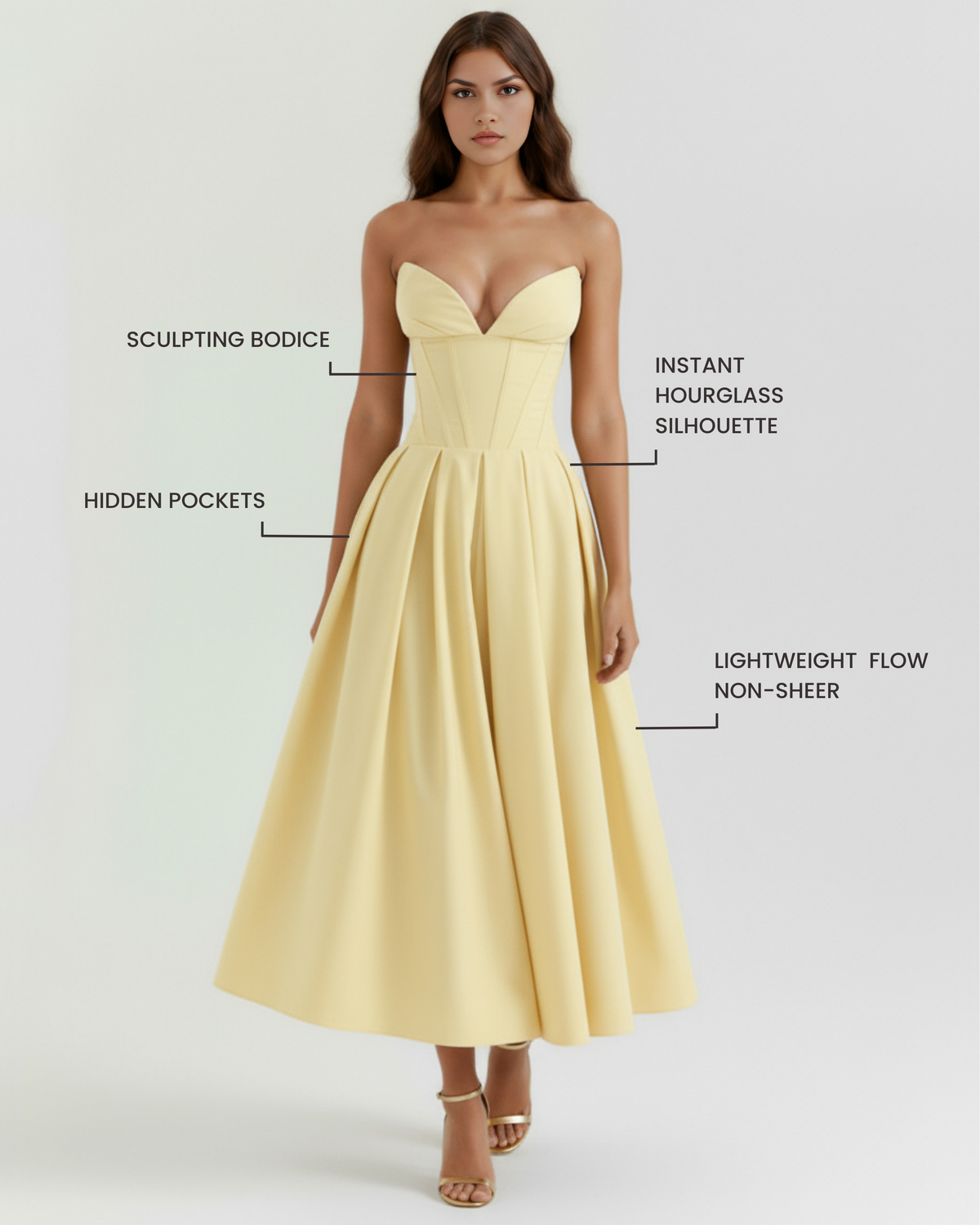 Amalfi Midi Dress in light yellow