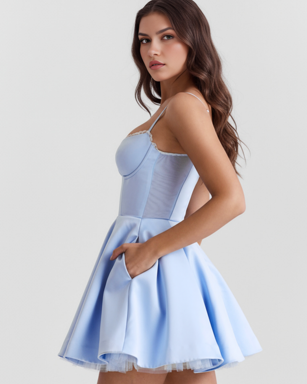 Selene Mini Dress in baby blue