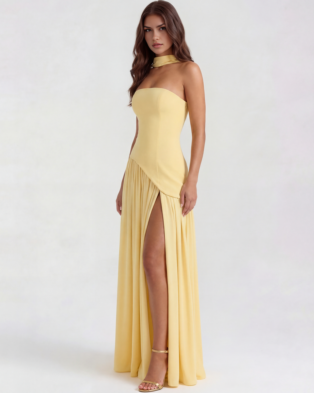 Serena Maxi Dress in butter yellow