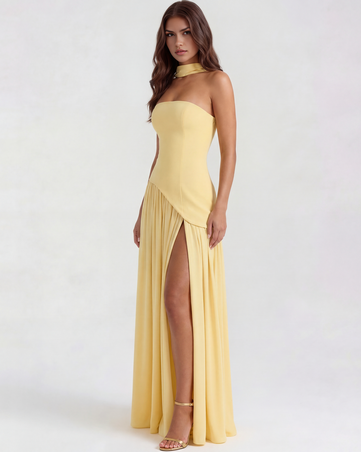 Serena Maxi Dress in butter yellow