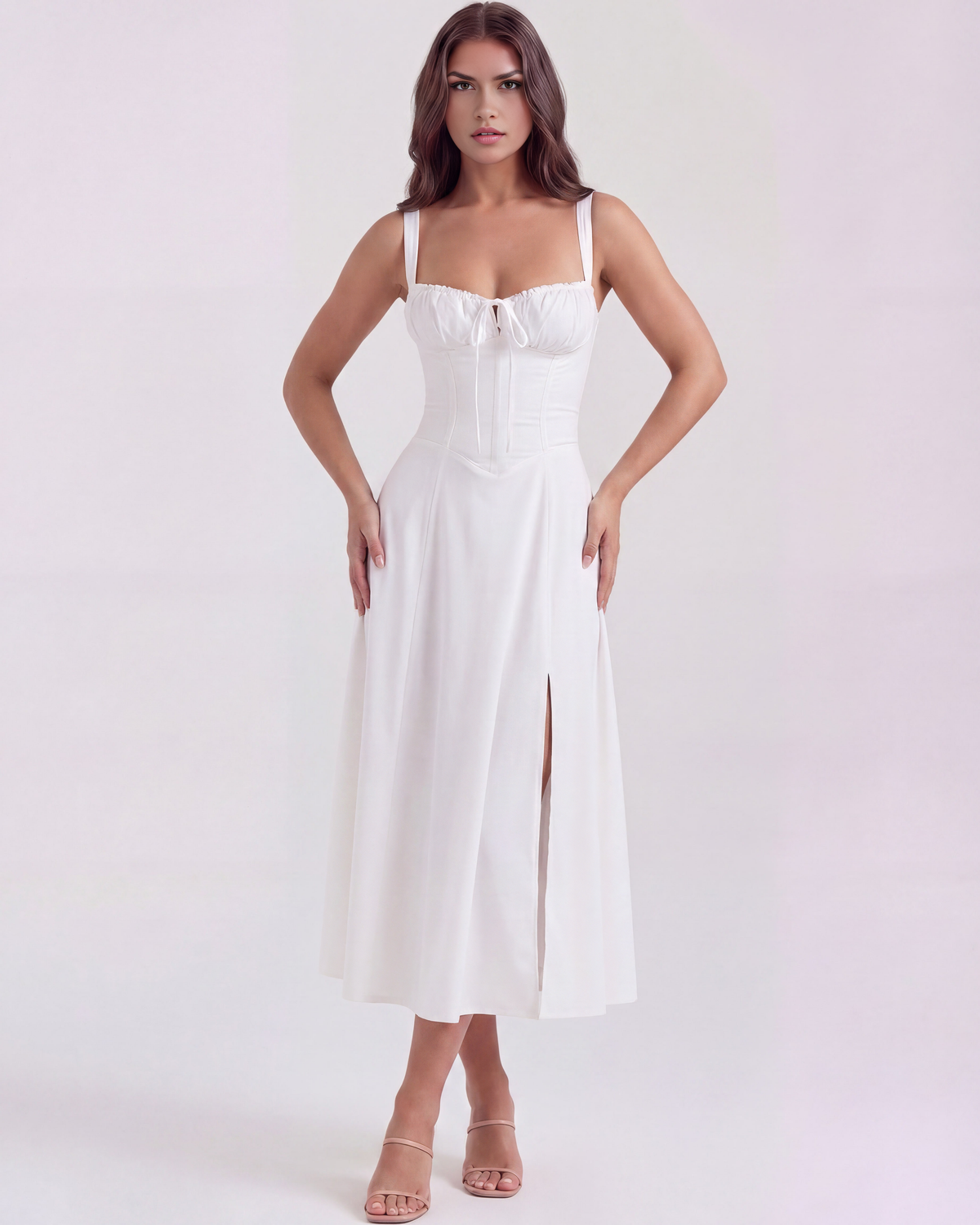 Aurora Midi Dress in white
