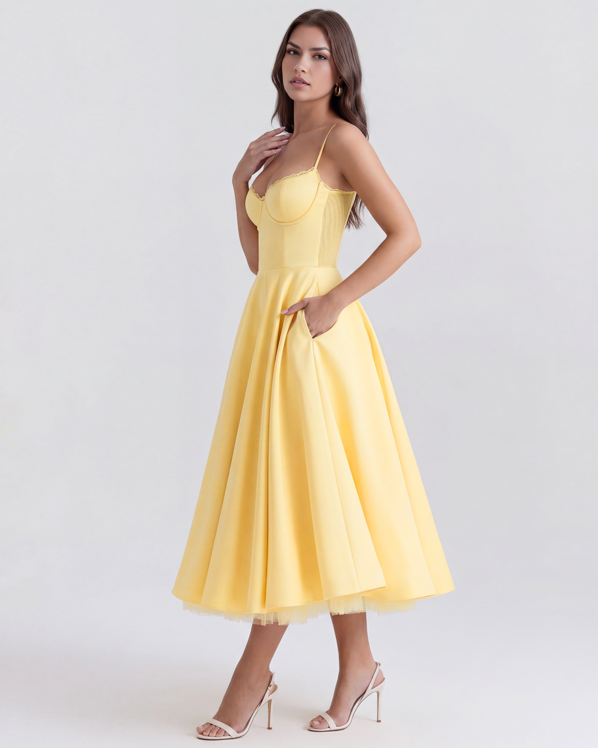 Selene Midi Dress in butter yellow