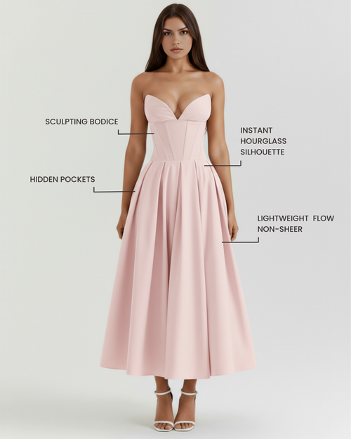 Amalfi Midi Dress in pink