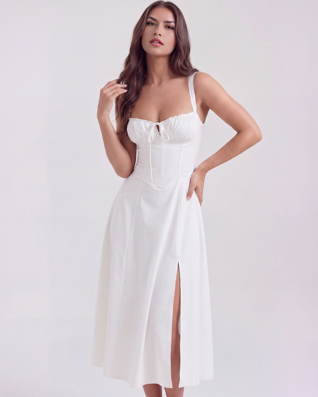 Aurora Midi Dress in white
