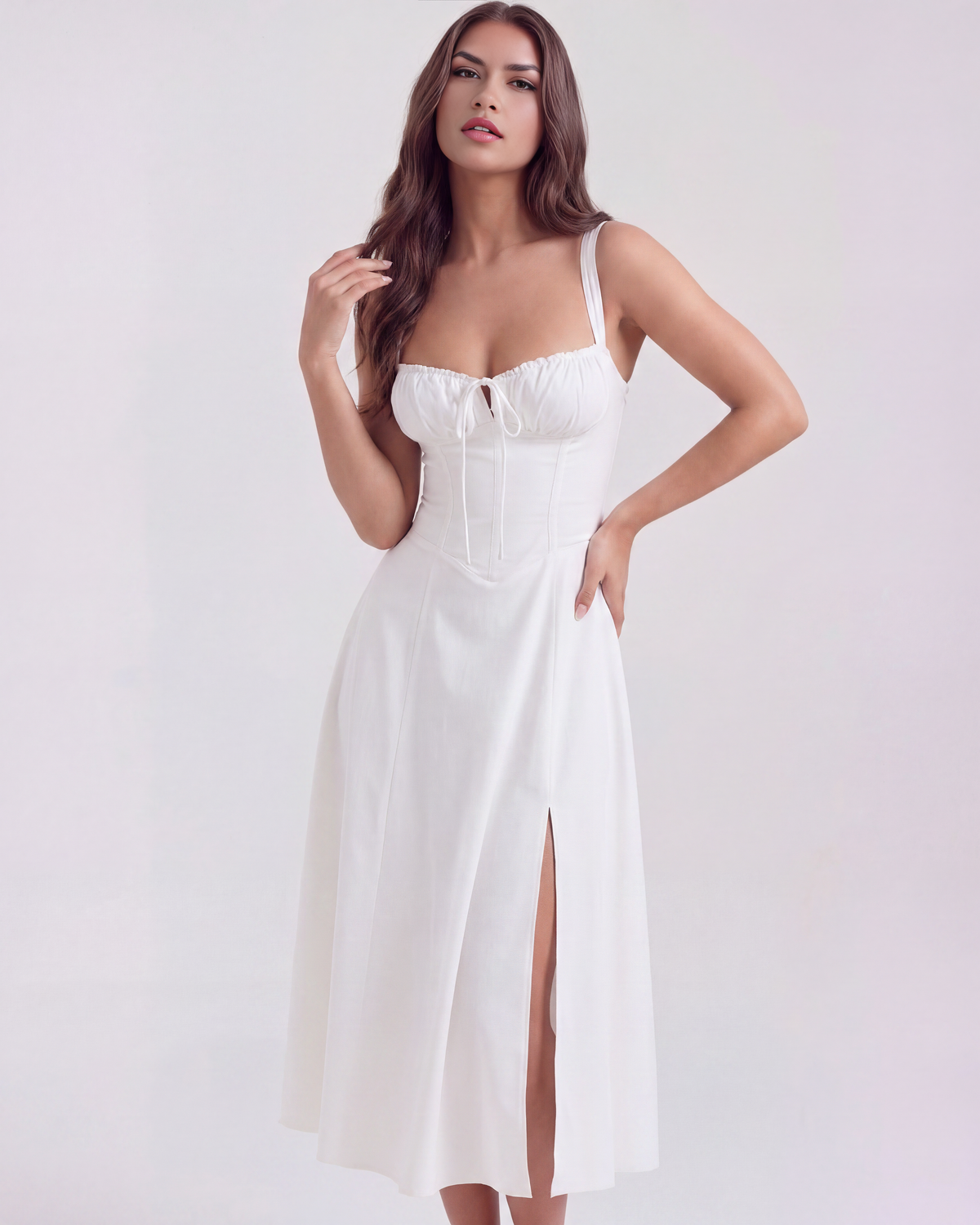 Aurora Midi Dress in white