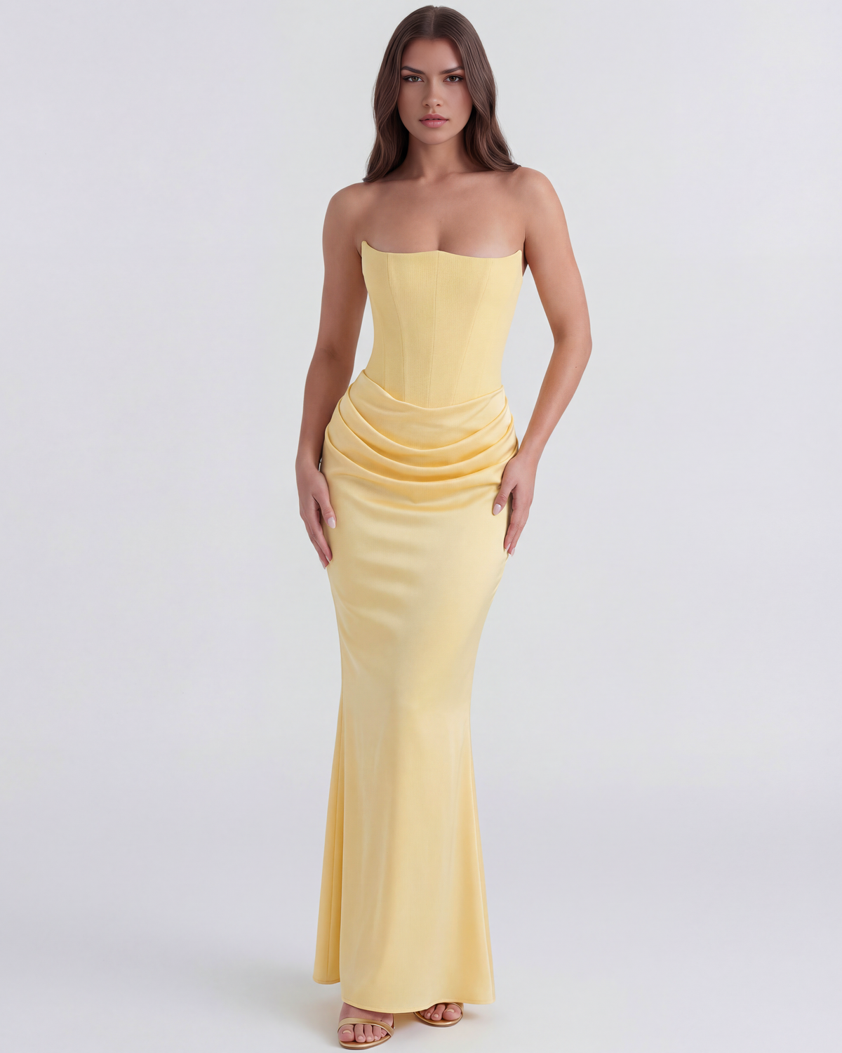 Rosalind Maxi Dress in butter yellow