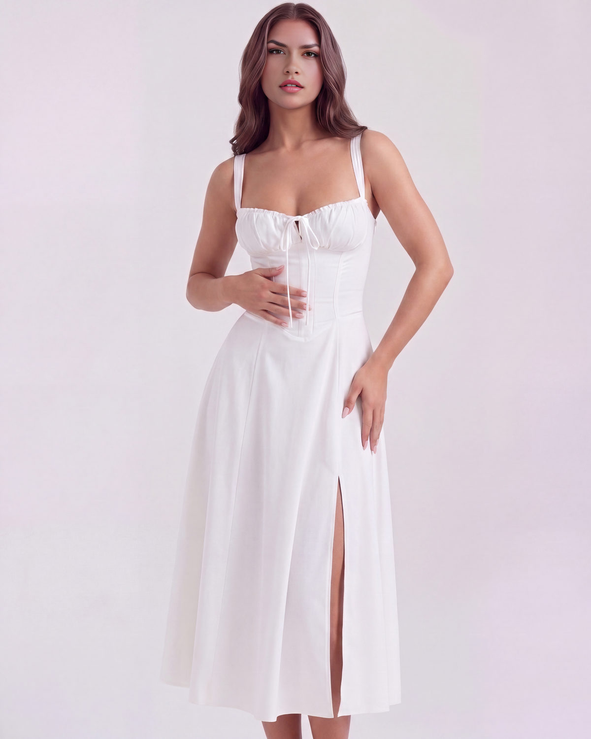Aurora Midi Dress in white