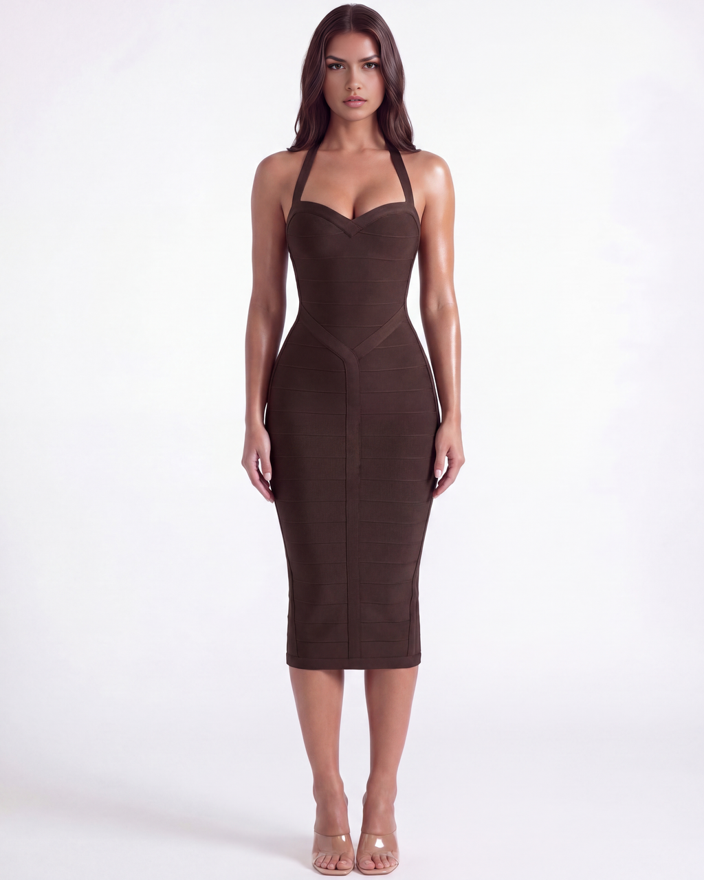 The Kelly Midi Dress in brown