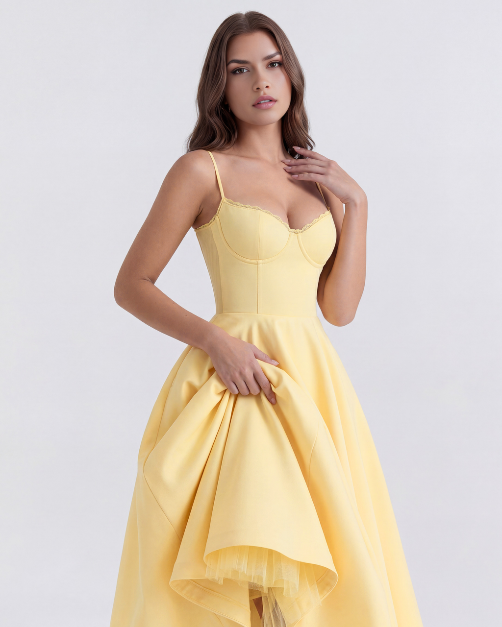 Selene Midi Dress in butter yellow