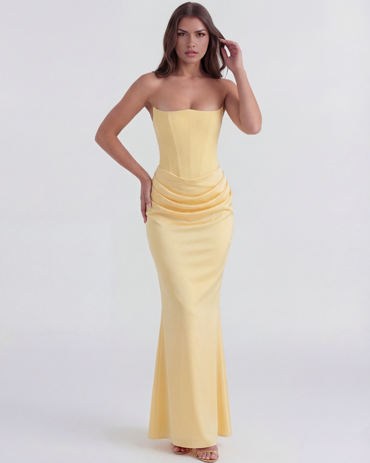 Rosalind Maxi Dress in butter yellow