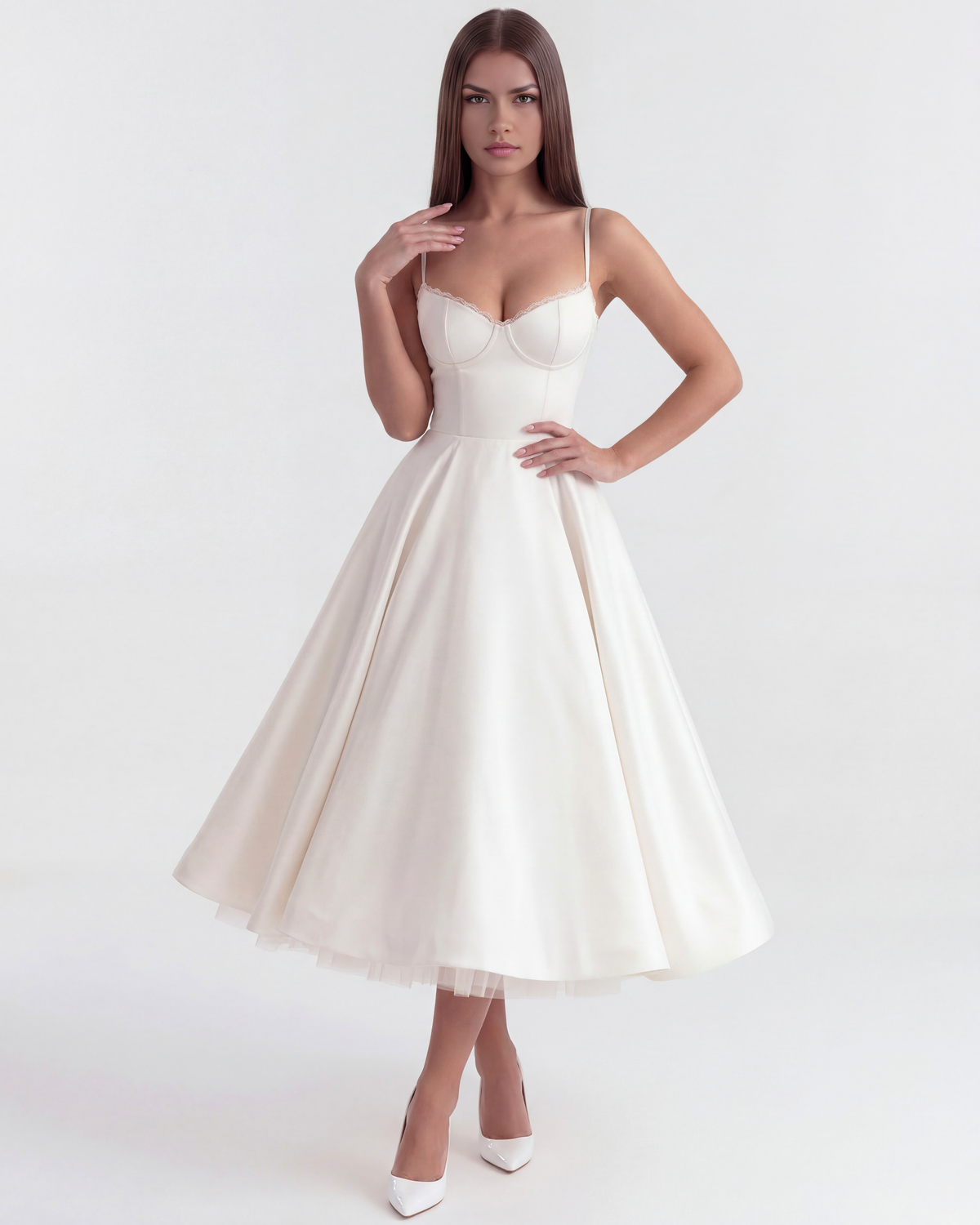 Selene Midi Dress in white
