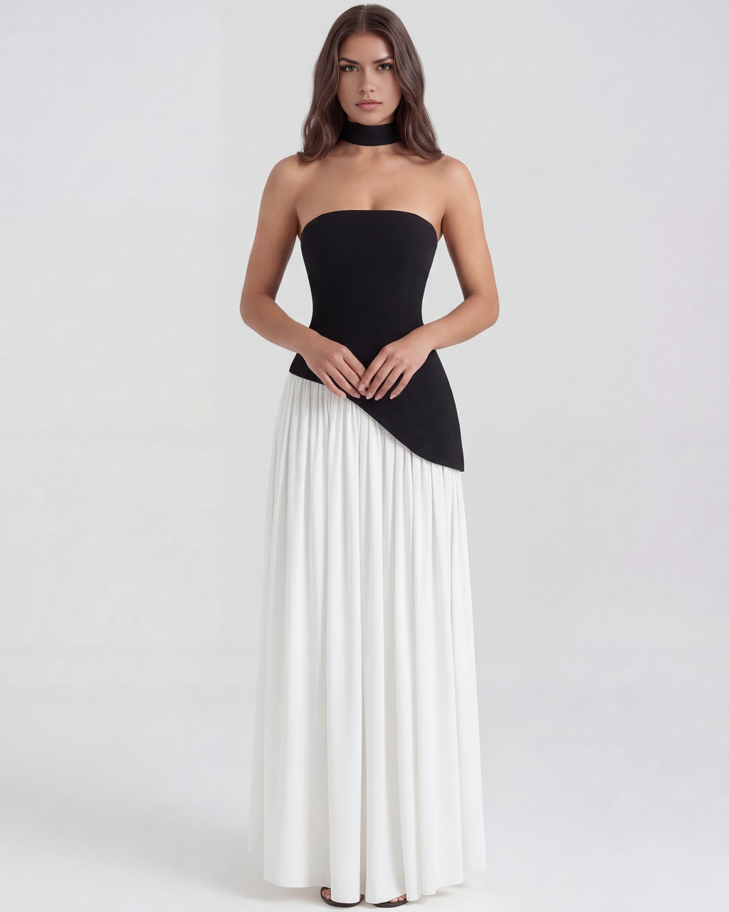Serena Maxi Dress in black and white