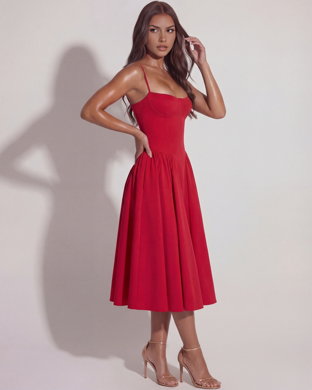 Francesca Midi Dress in red