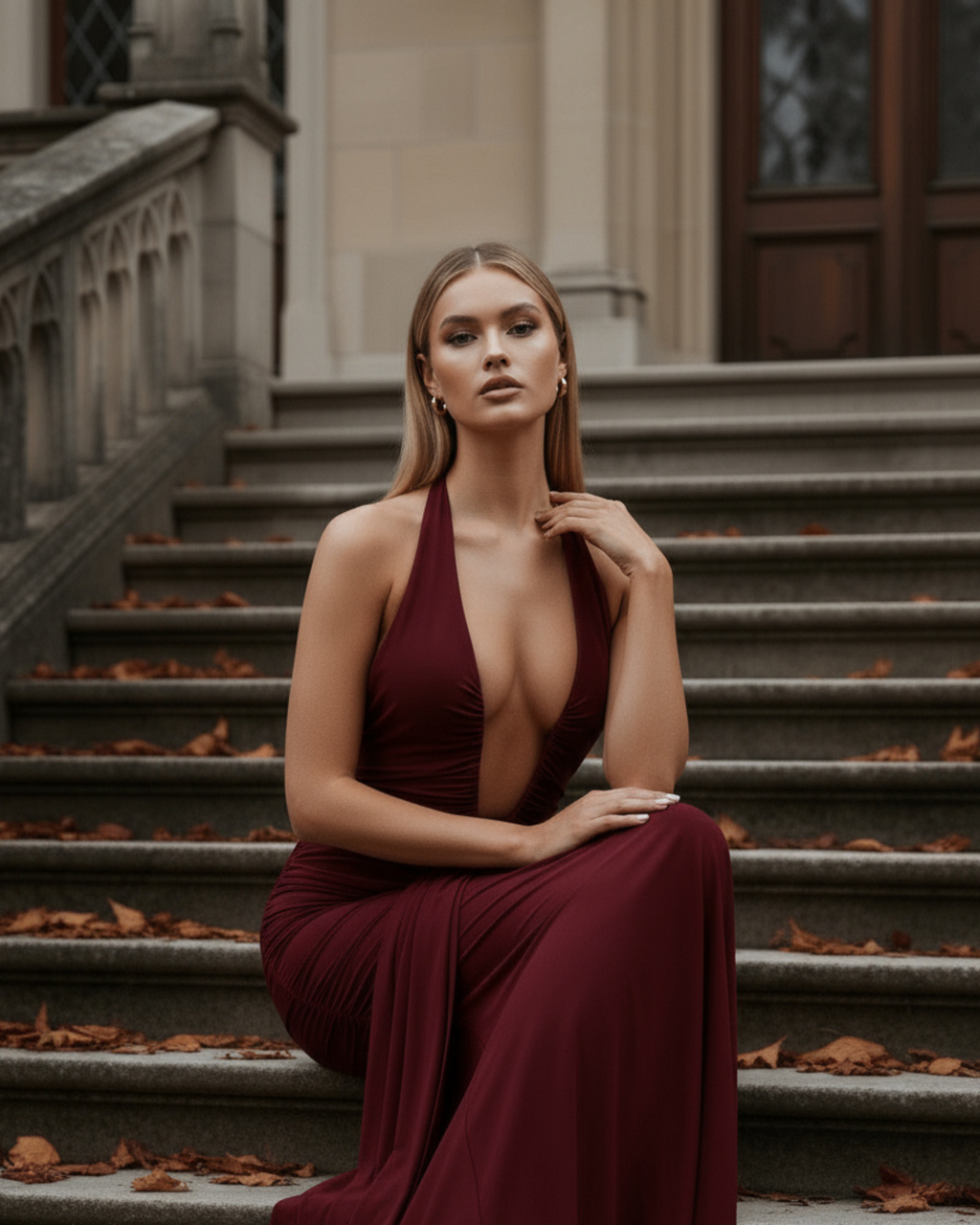 Ariel Maxi Dress in burgundy