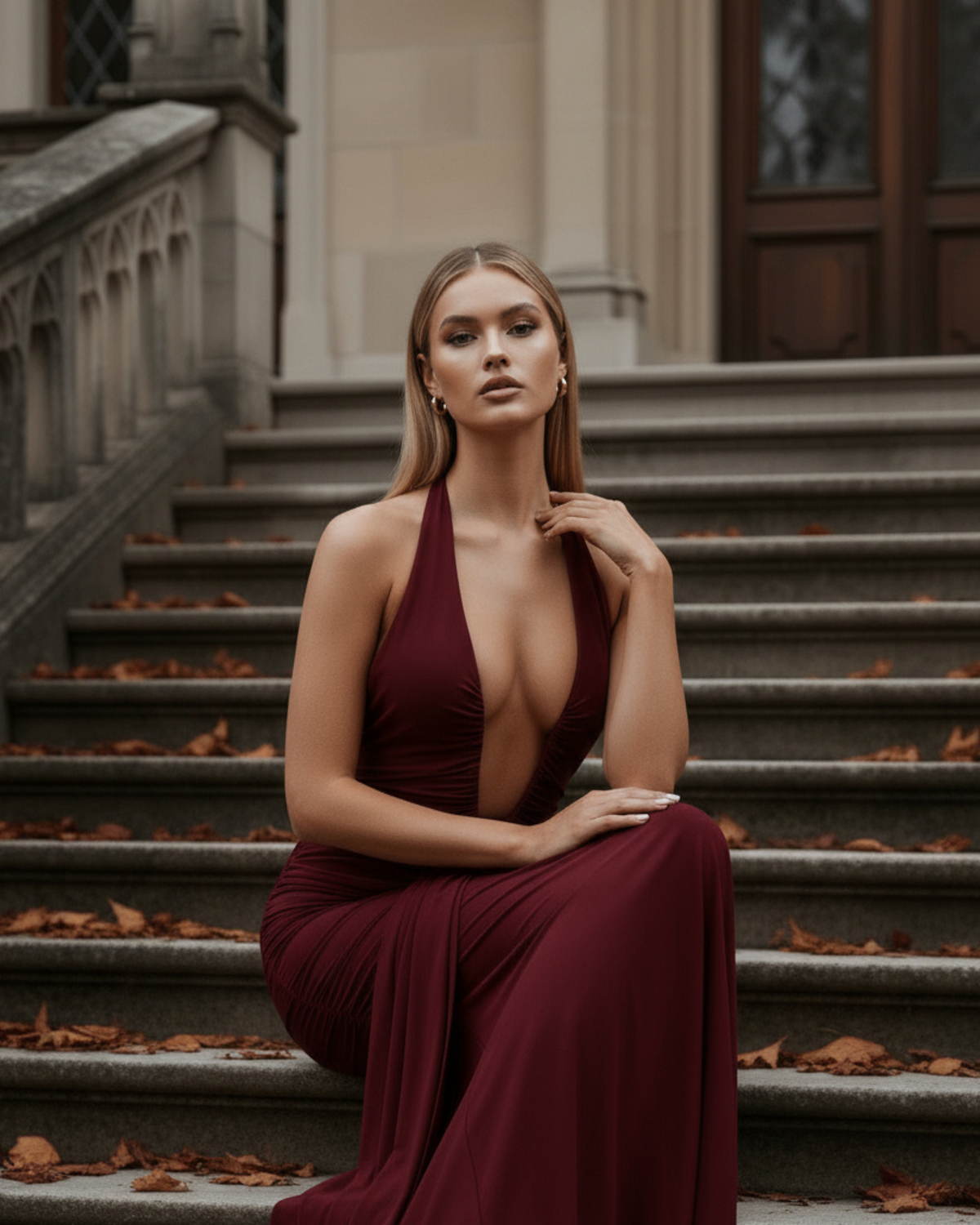 Ariel Maxi Dress in burgundy