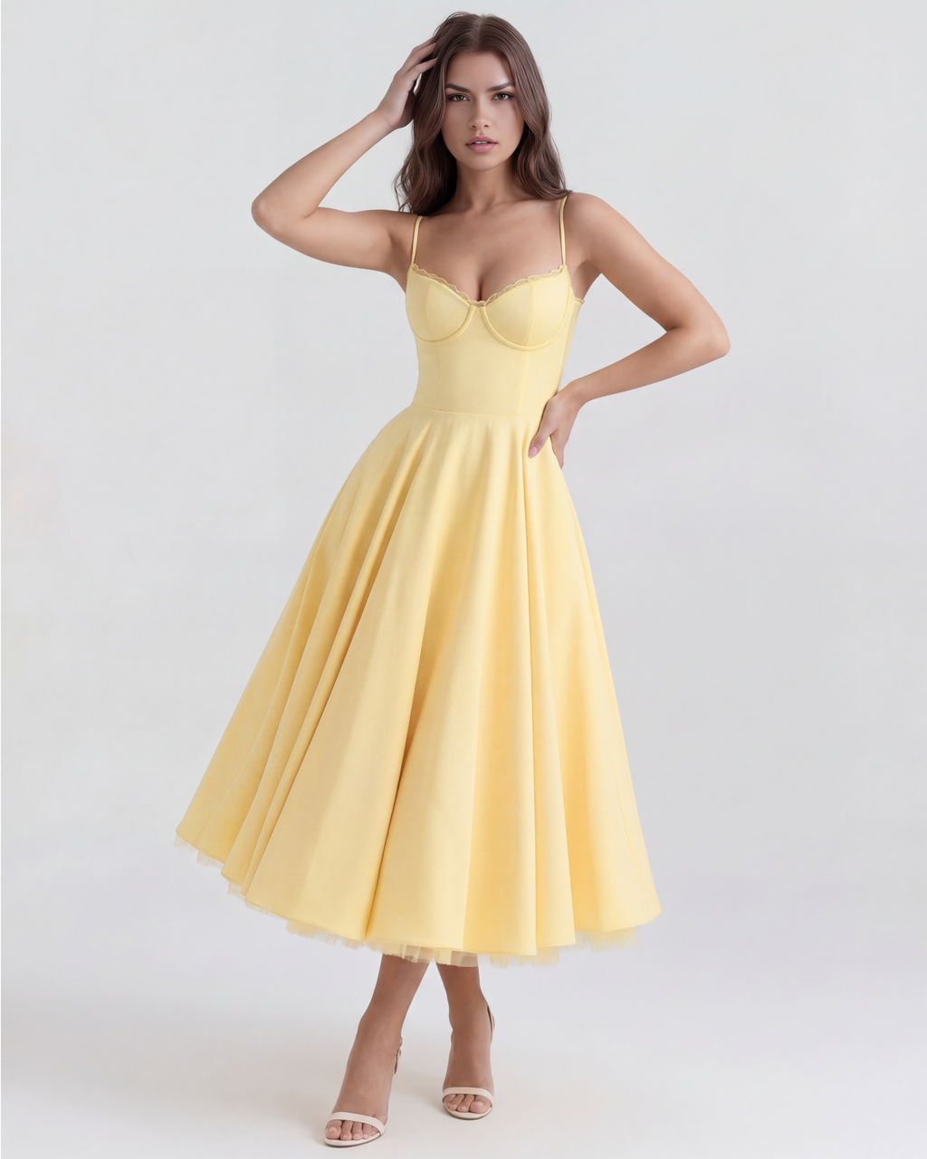 Selene Midi Dress in butter yellow