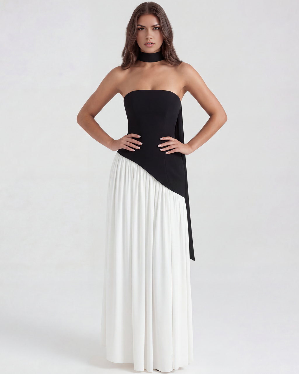 Serena Maxi Dress in black and white