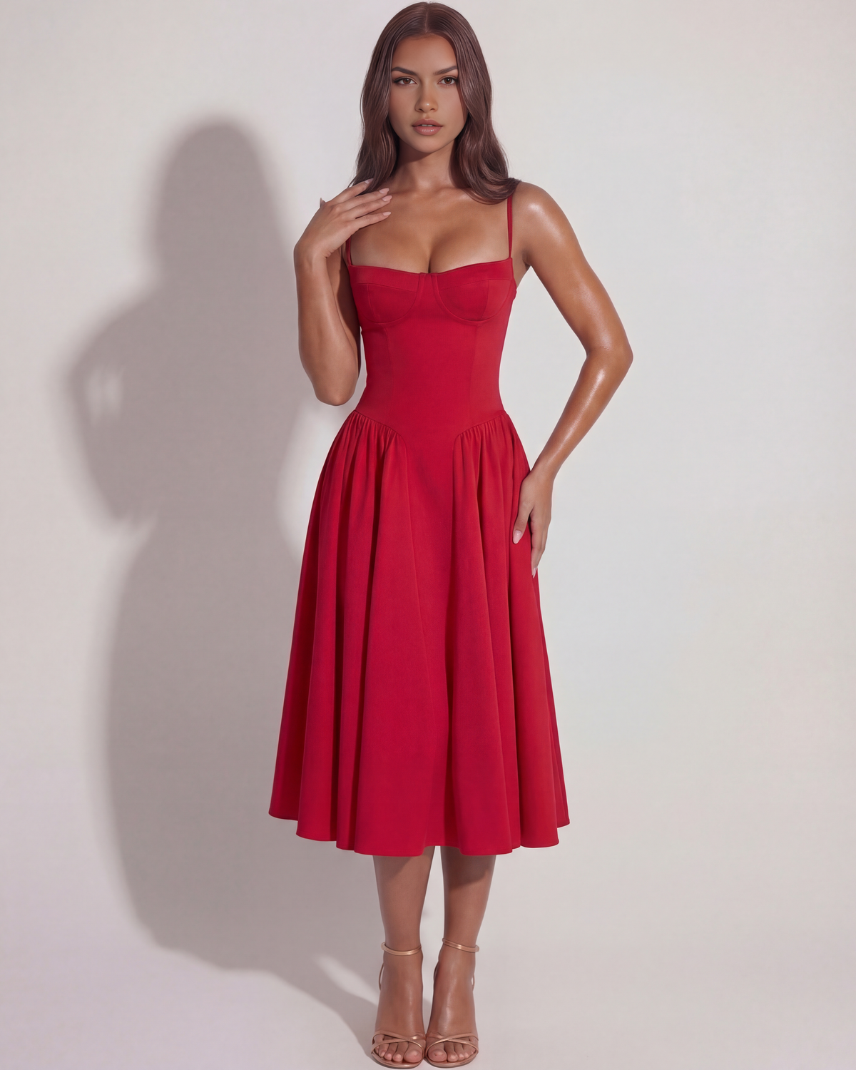 Francesca Midi Dress in red