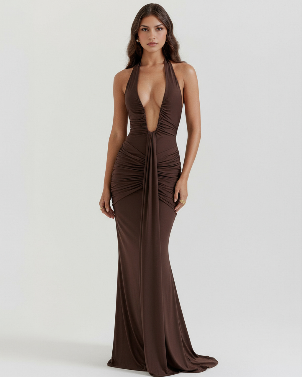Ariel Maxi Dress in brown