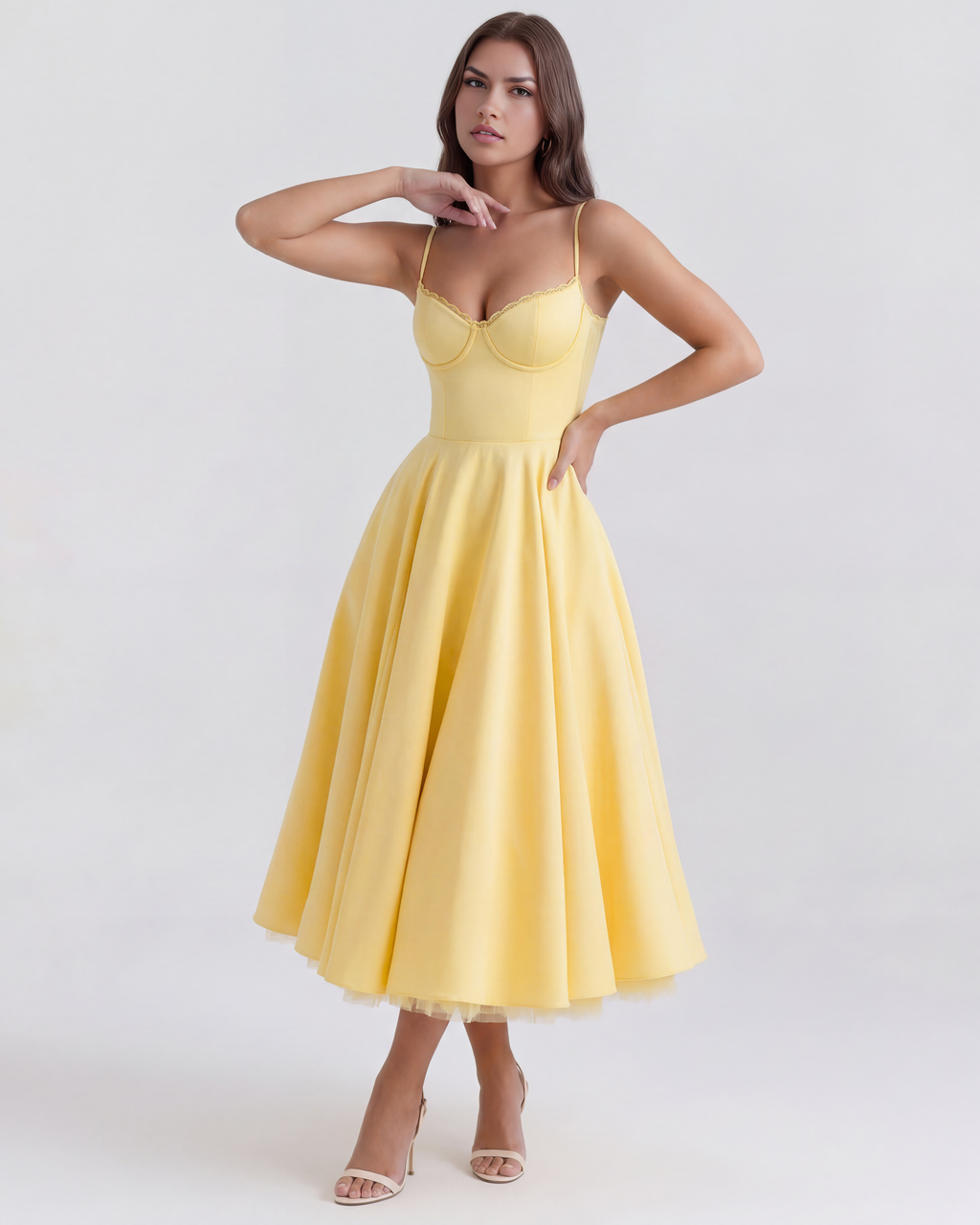 Selene Midi Dress in butter yellow