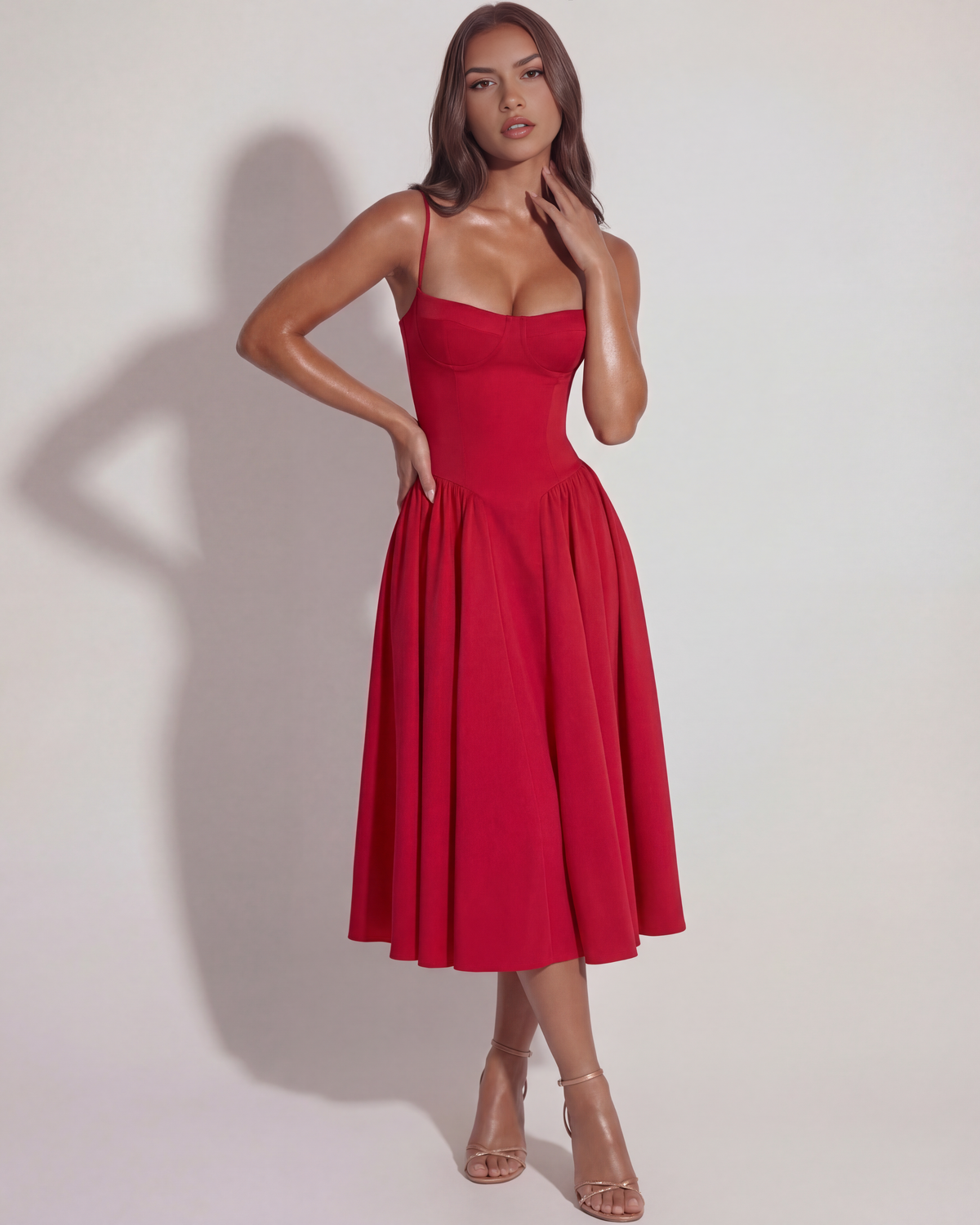 Francesca Midi Dress in red