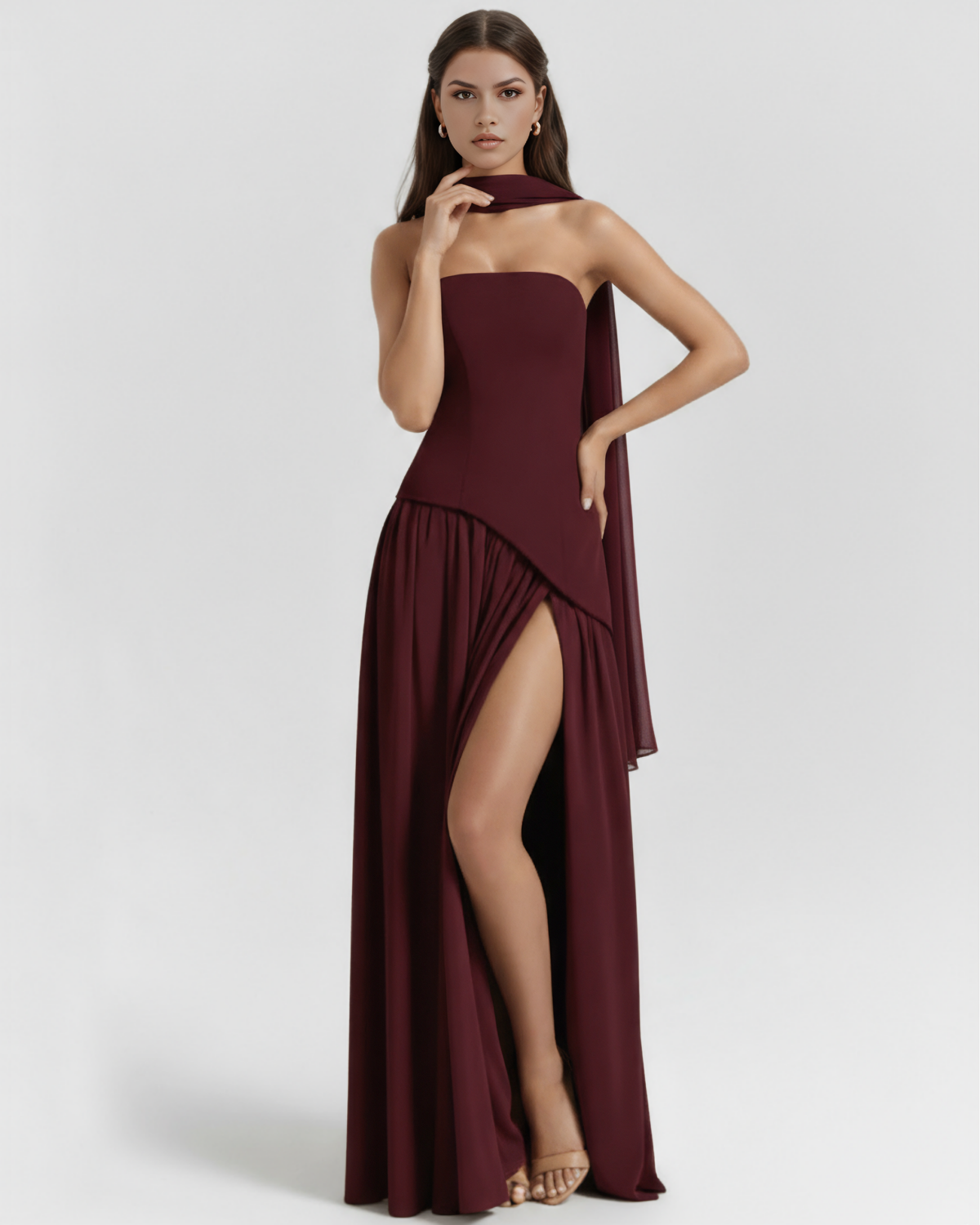 Serena Maxi Dress in burgundy