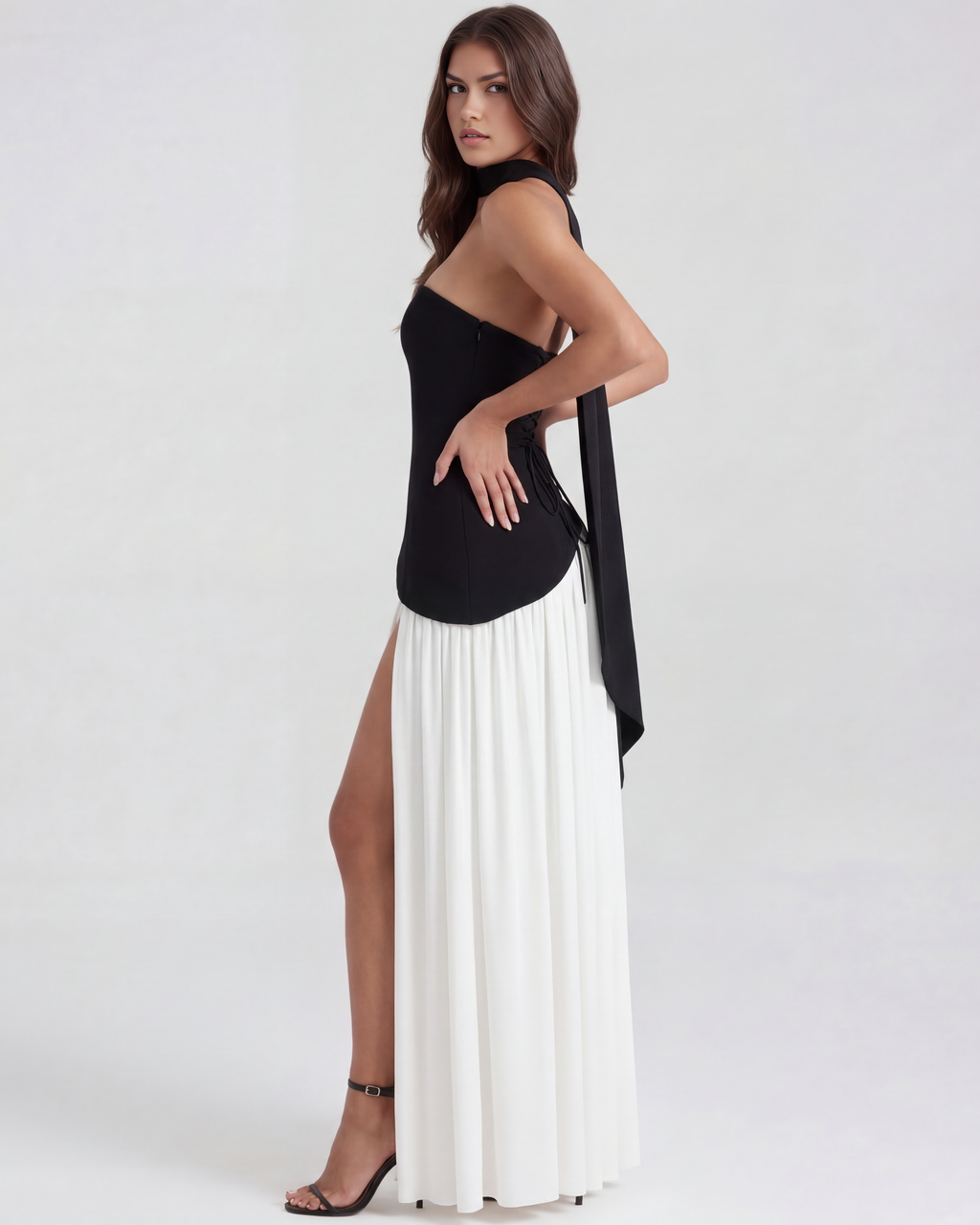 Serena Maxi Dress in black and white