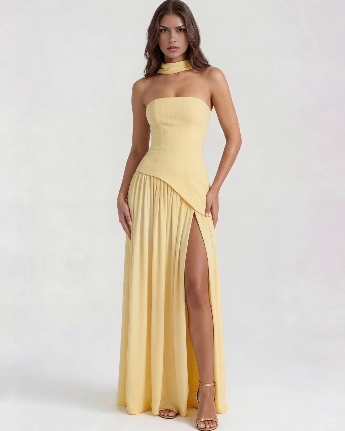 Serena Maxi Dress in butter yellow