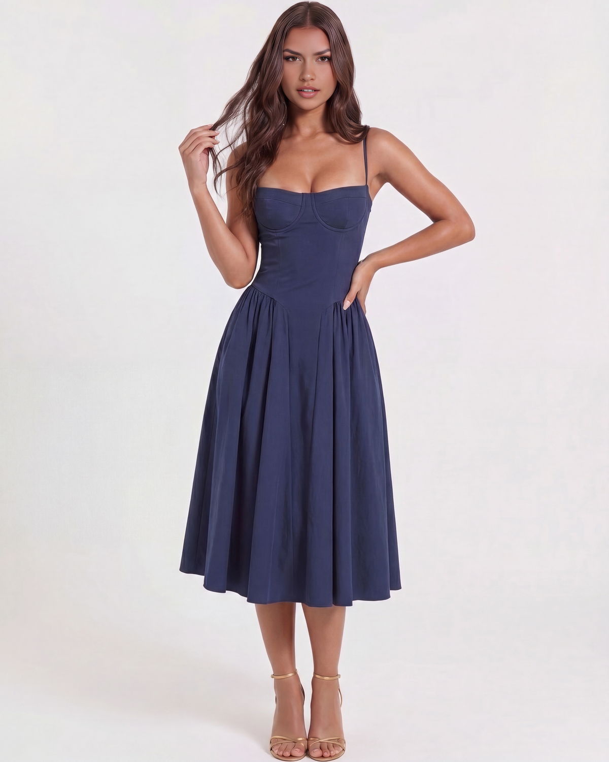 Francesca Midi Dress in navy
