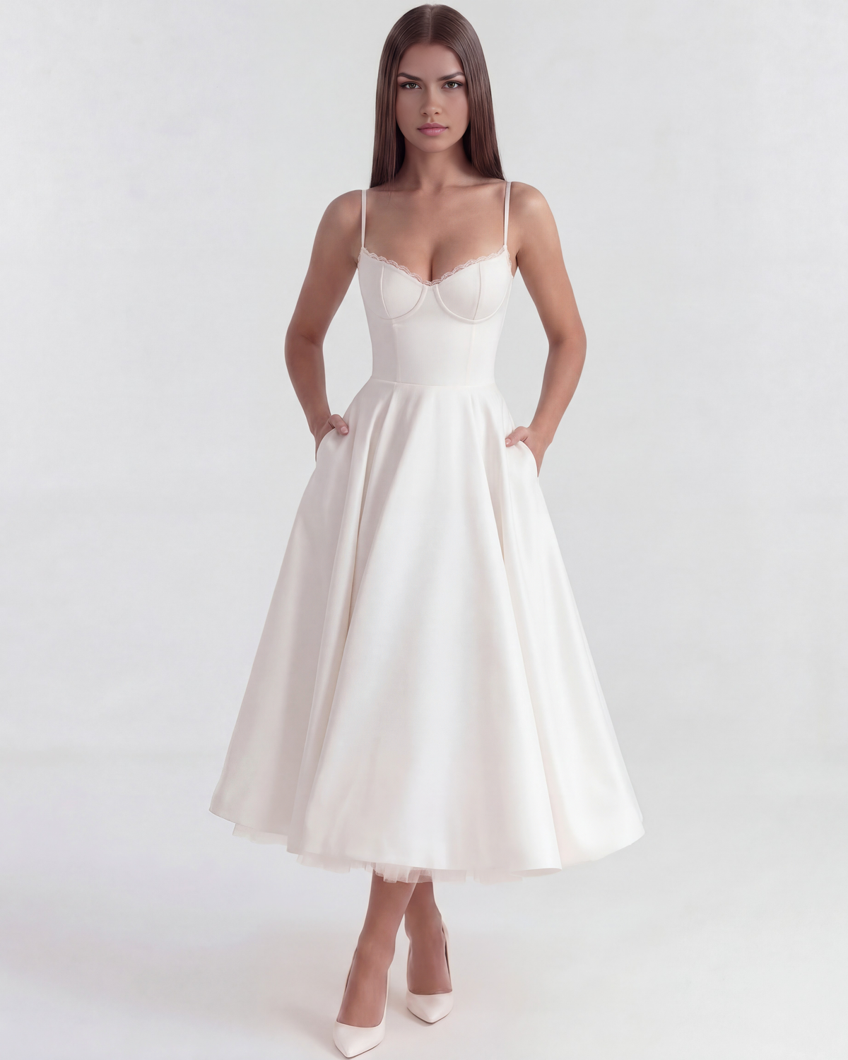 Selene Midi Dress in white