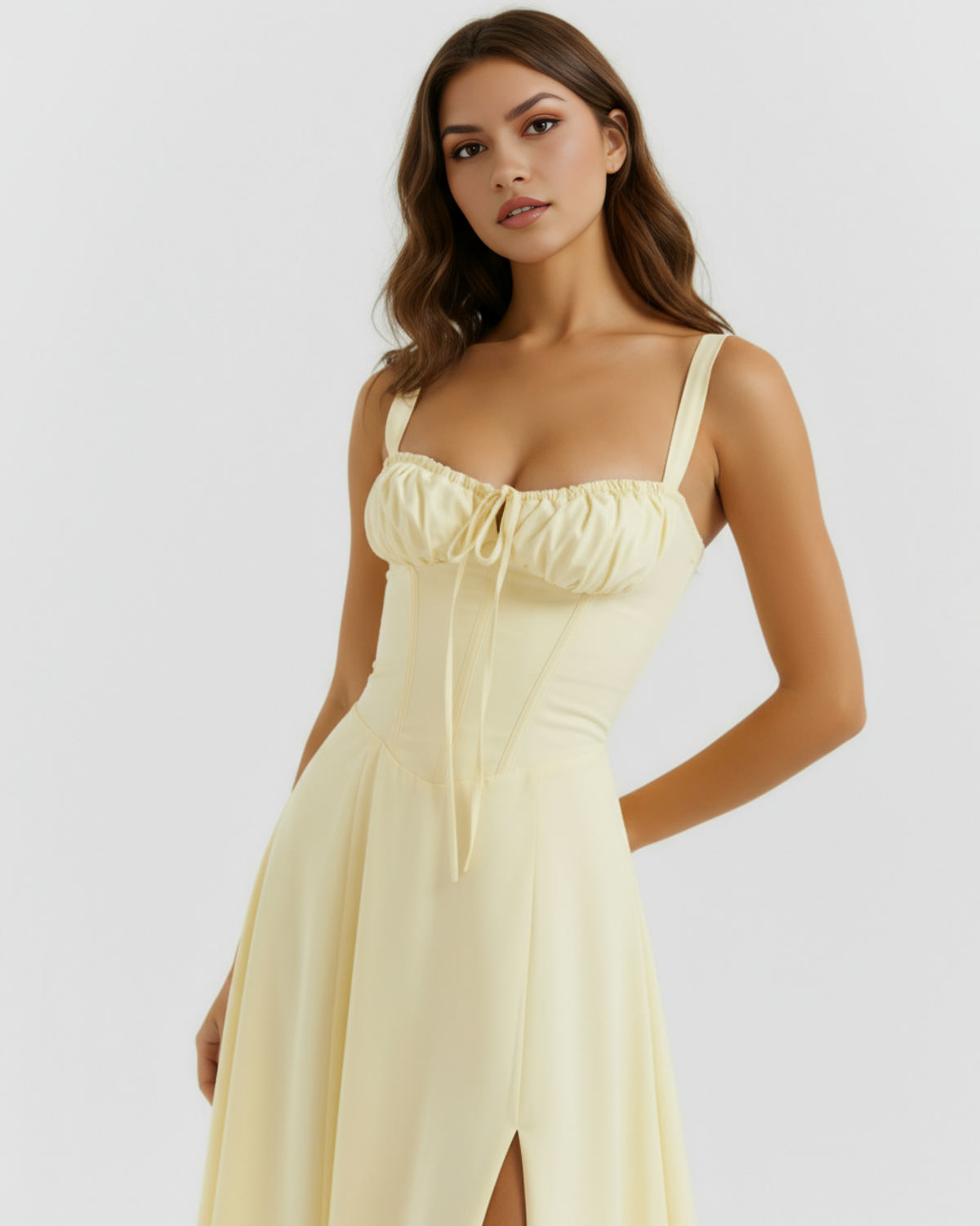 Aurora Midi Dress in light yellow