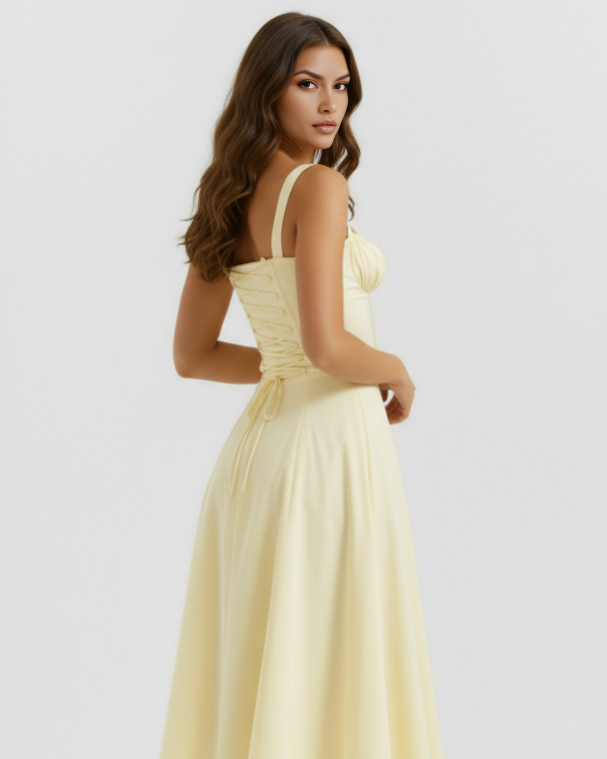 Aurora Midi Dress in light yellow