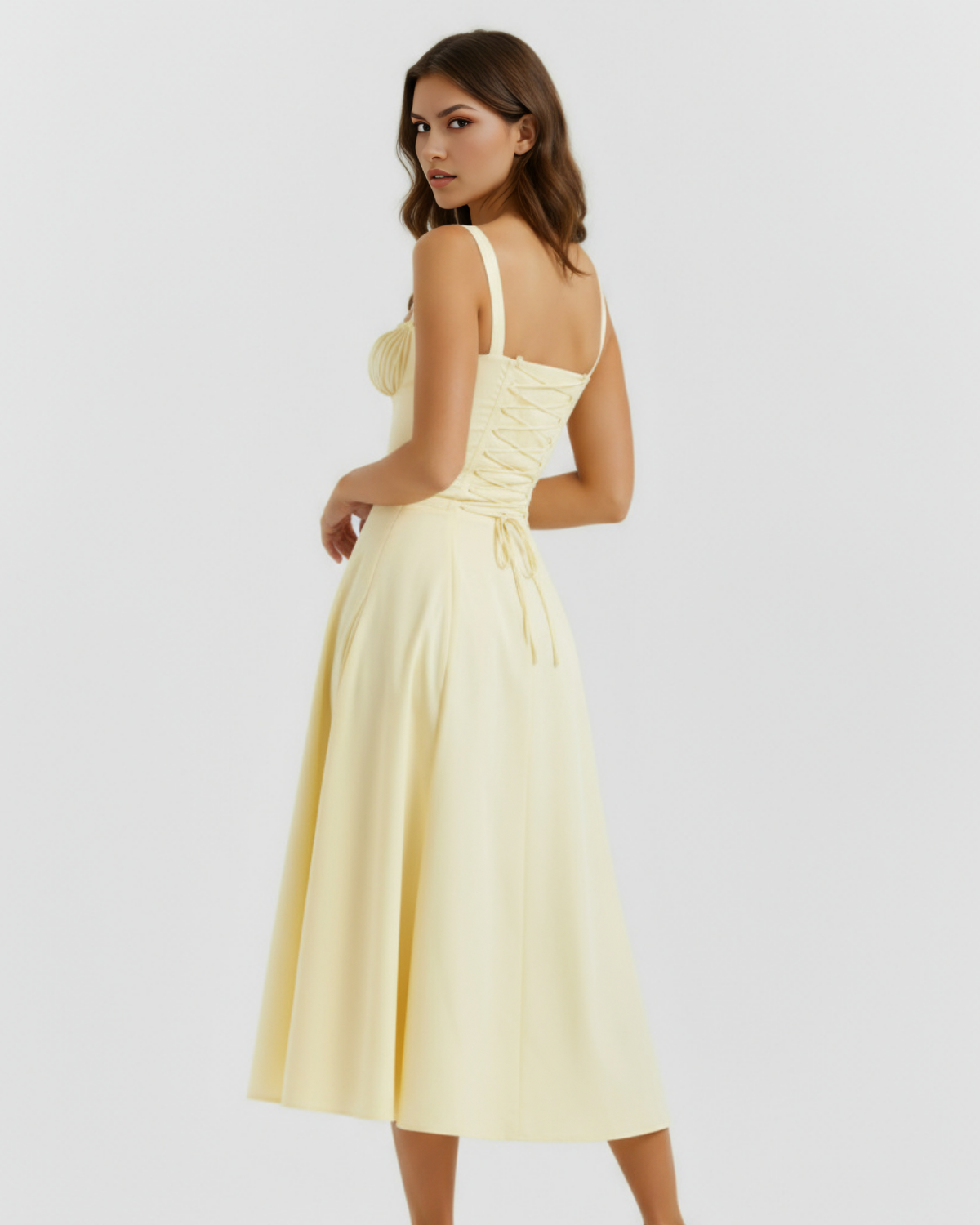 Aurora Midi Dress in light yellow