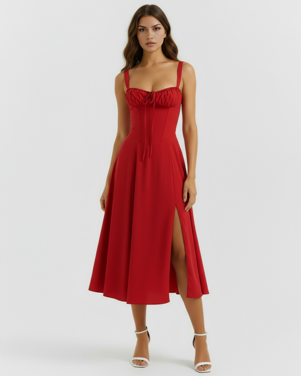 Aurora Midi Dress in red