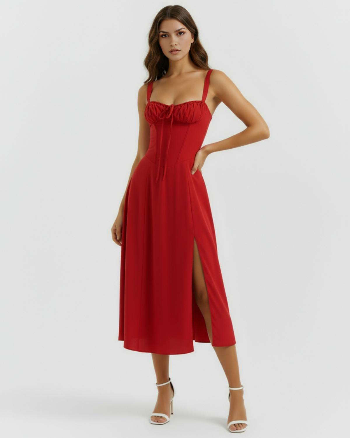 Aurora Midi Dress in red