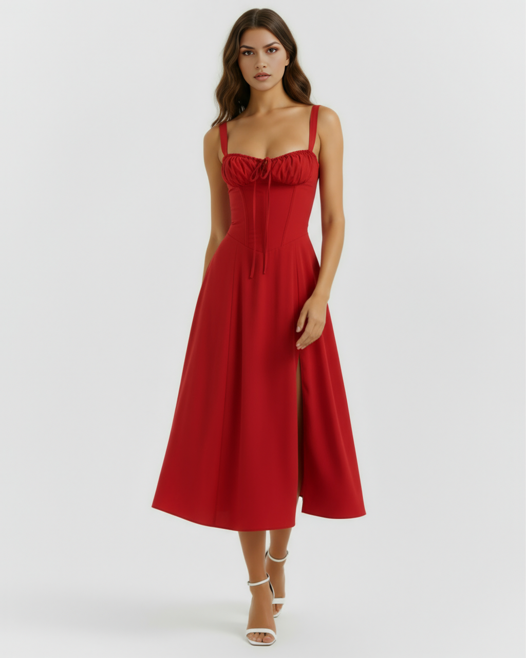 Aurora Midi Dress in red
