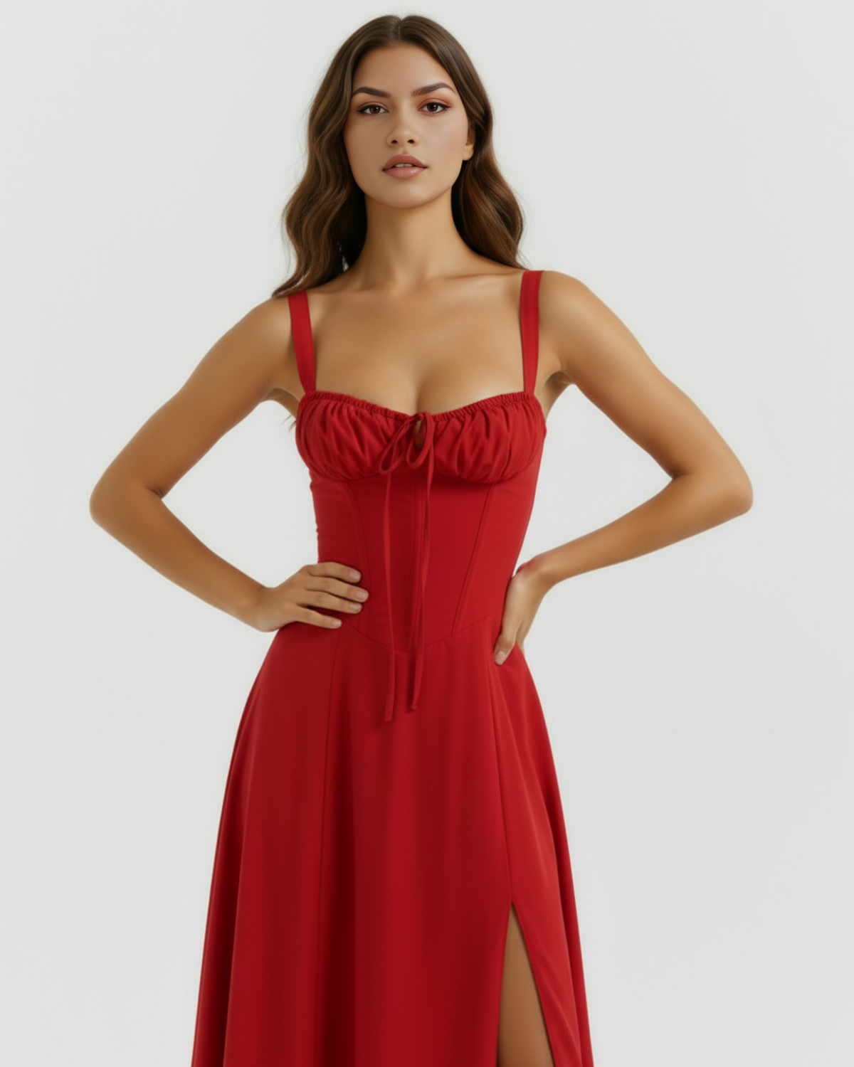 Aurora Midi Dress in red
