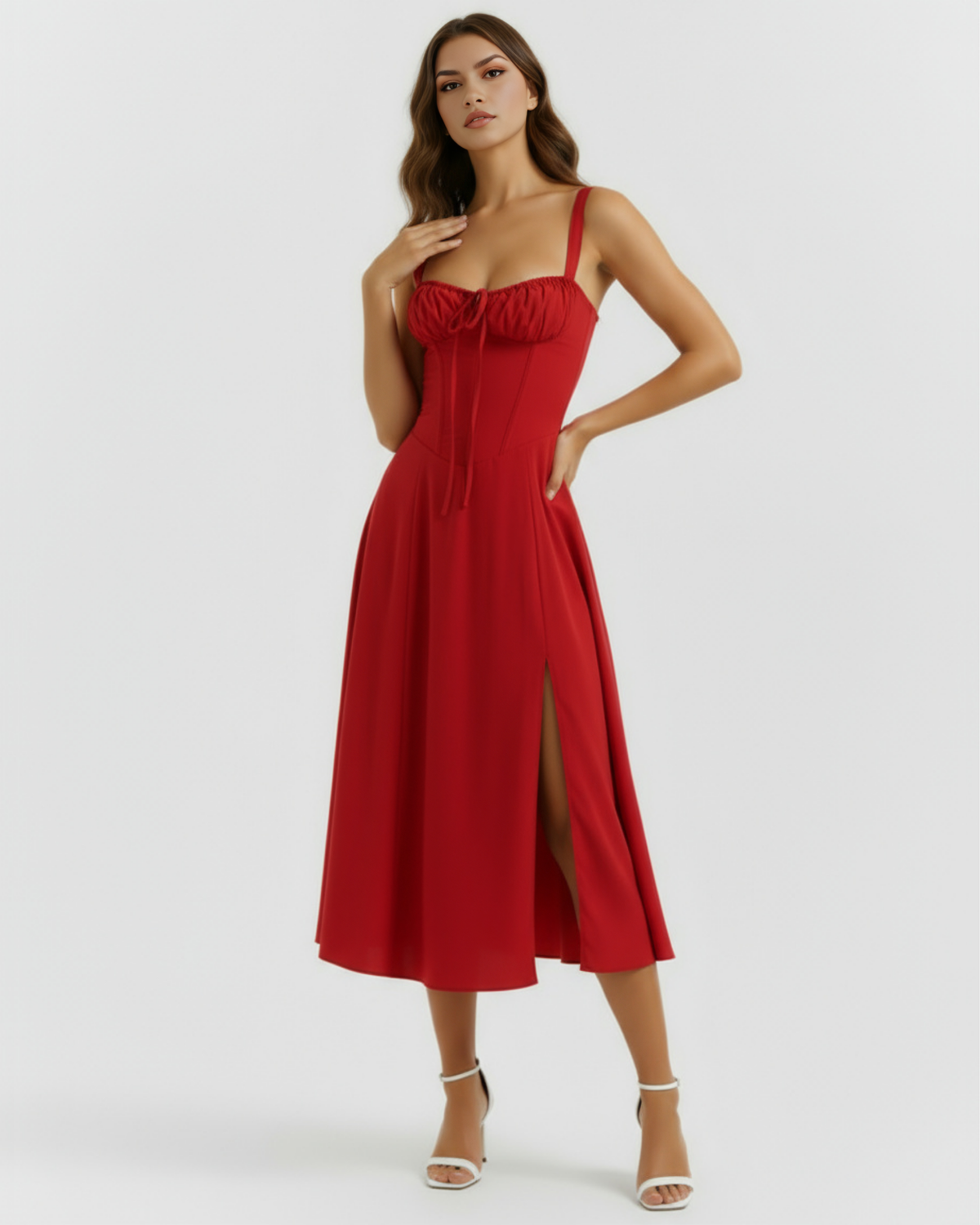 Aurora Midi Dress in red