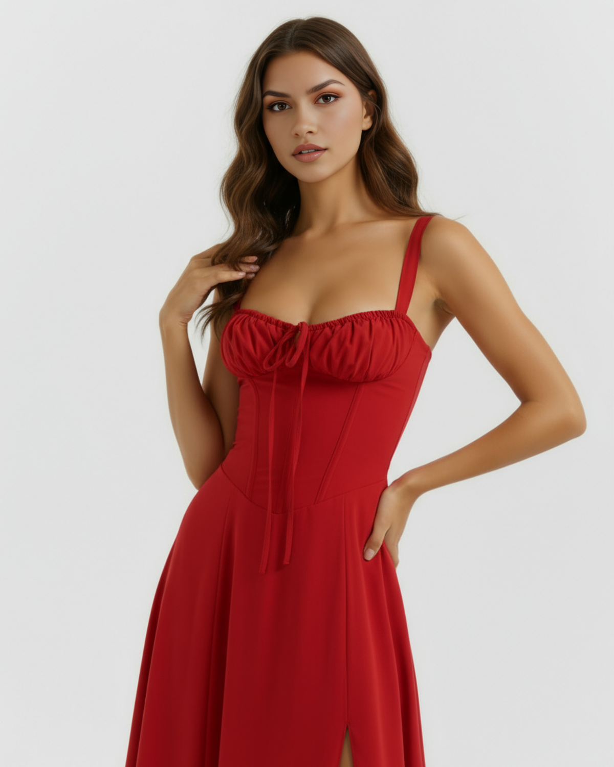 Aurora Midi Dress in red
