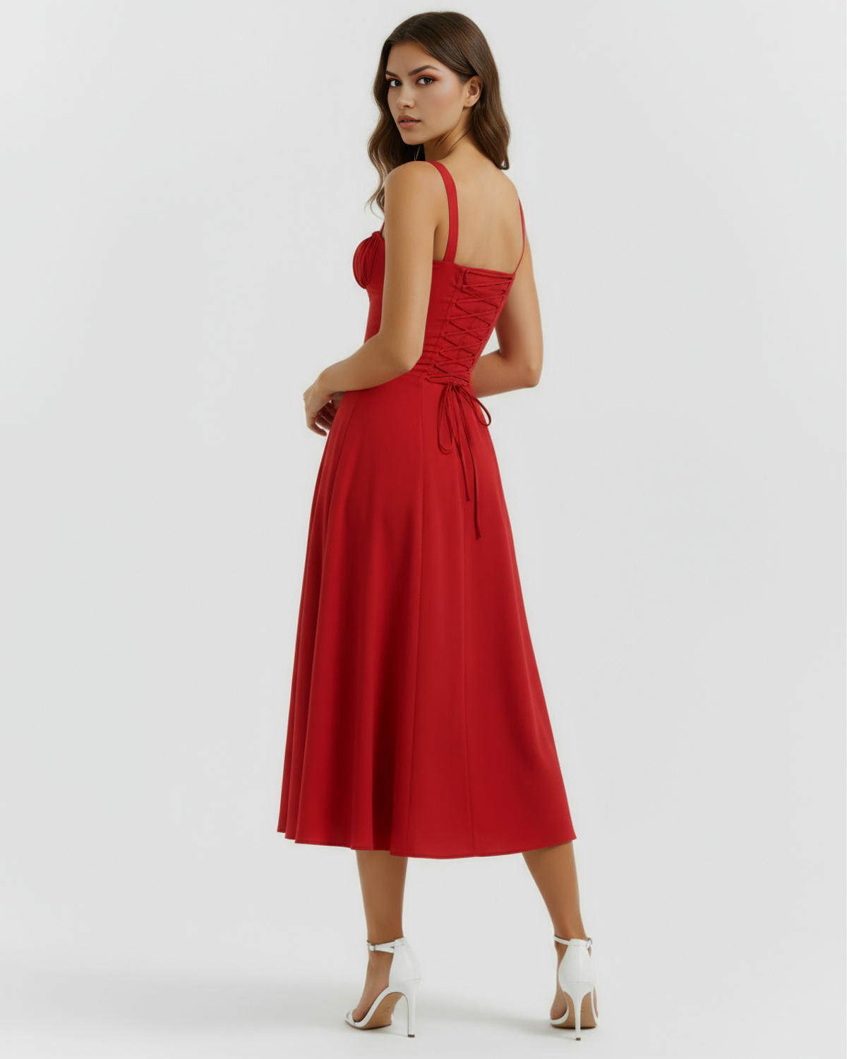Aurora Midi Dress in red