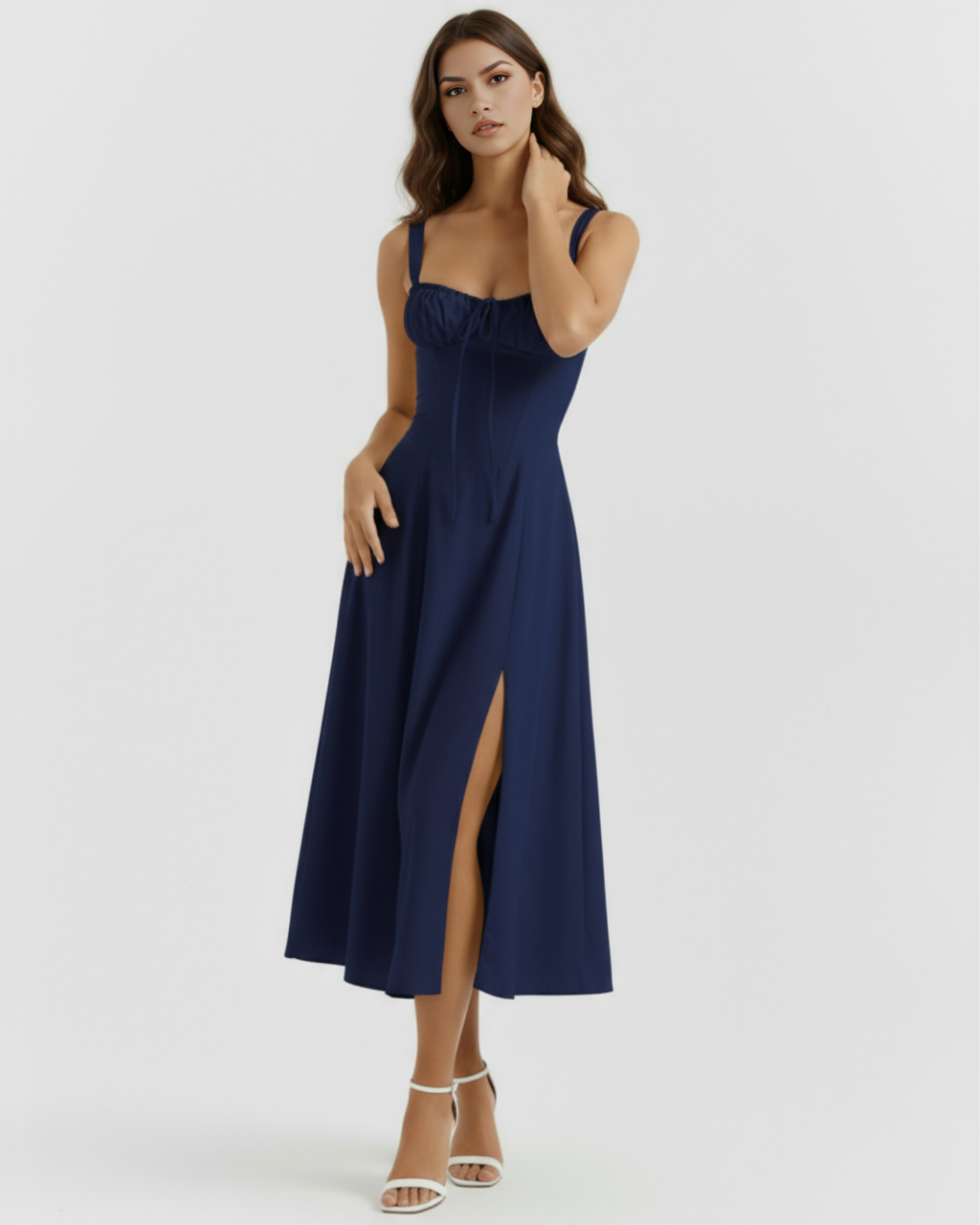 Aurora Midi Dress in dark blue