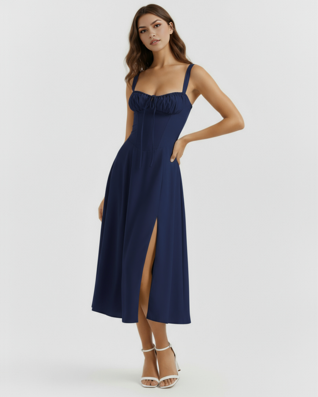 Aurora Midi Dress in dark blue