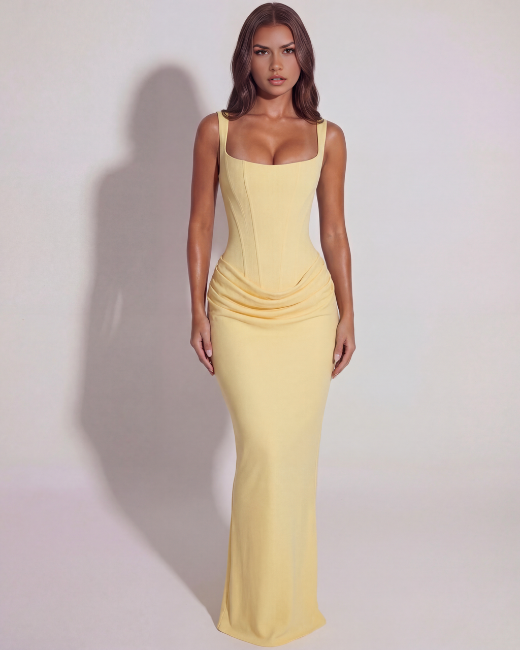 Eleonora Maxi Dress in butter yellow