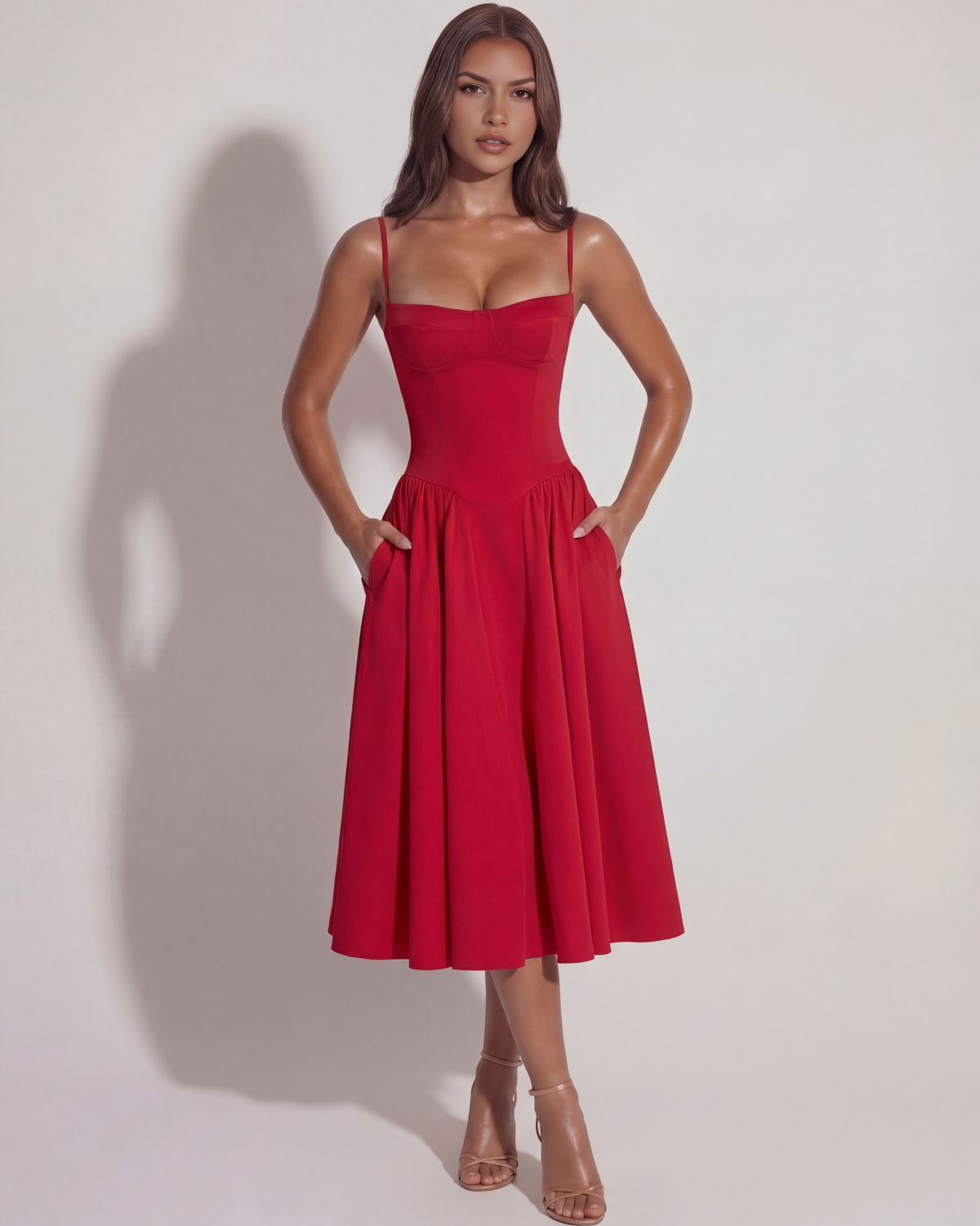 Francesca Midi Dress in red