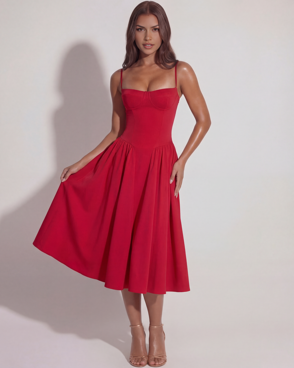 Francesca Midi Dress in red